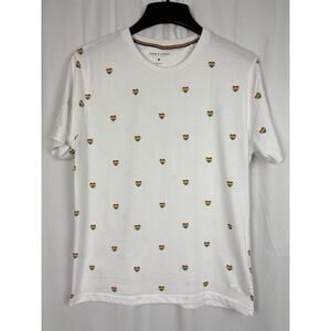 Denim & Flower Ricky Singh Men’s Large White/ Rainbow Heart Tshirt